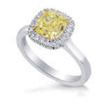 Fancy Yellow Cushion Diamond Halo Ring