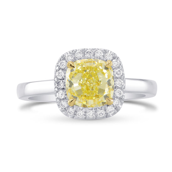 Fancy Yellow Cushion Diamond Halo Ring