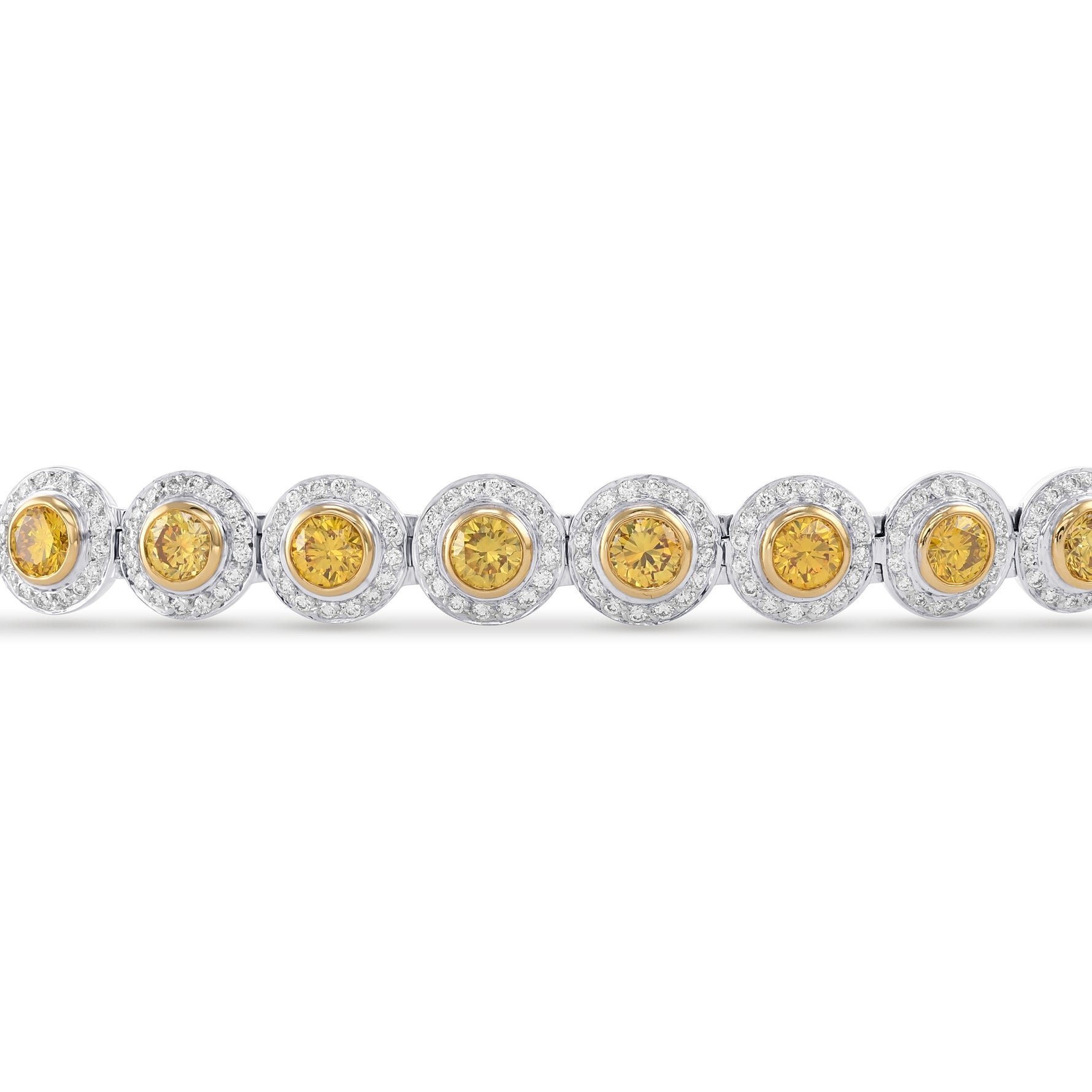 Round Brilliant Fancy Vivid Yellow Diamond Halo Bracelet - 2
