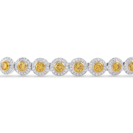 Round Brilliant Fancy Vivid Yellow Diamond Halo Bracelet - 2