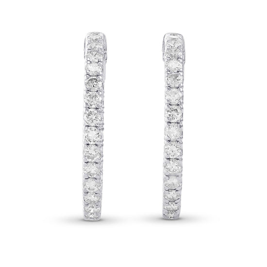Round White Diamond Hoop Earrings