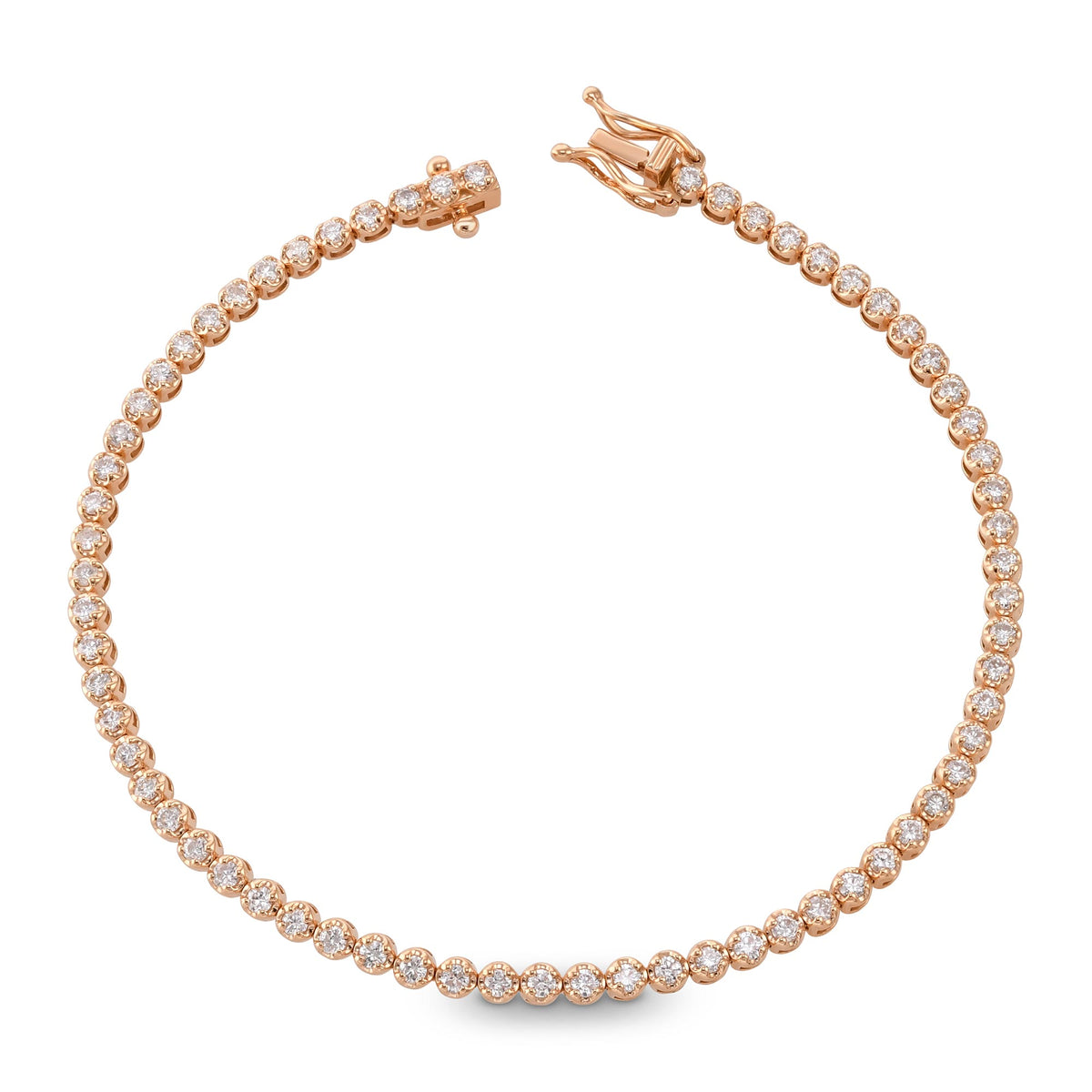 Classic Round Rose Diamond Tennis Bracelet - 3