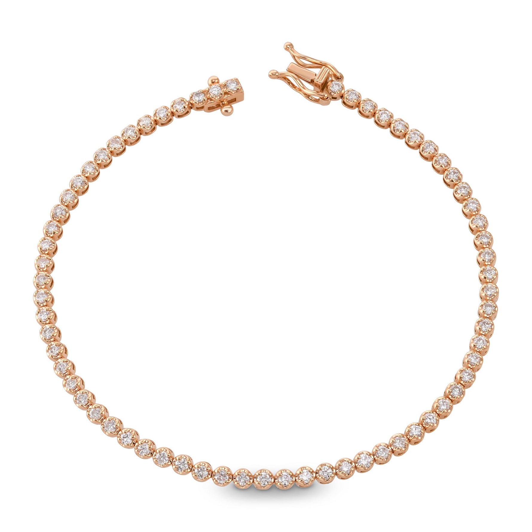 Classic Round Rose Diamond Tennis Bracelet - 3