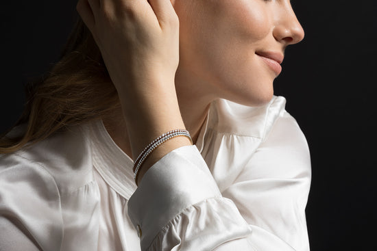 Round White Diamond Tennis Bracelet - 15