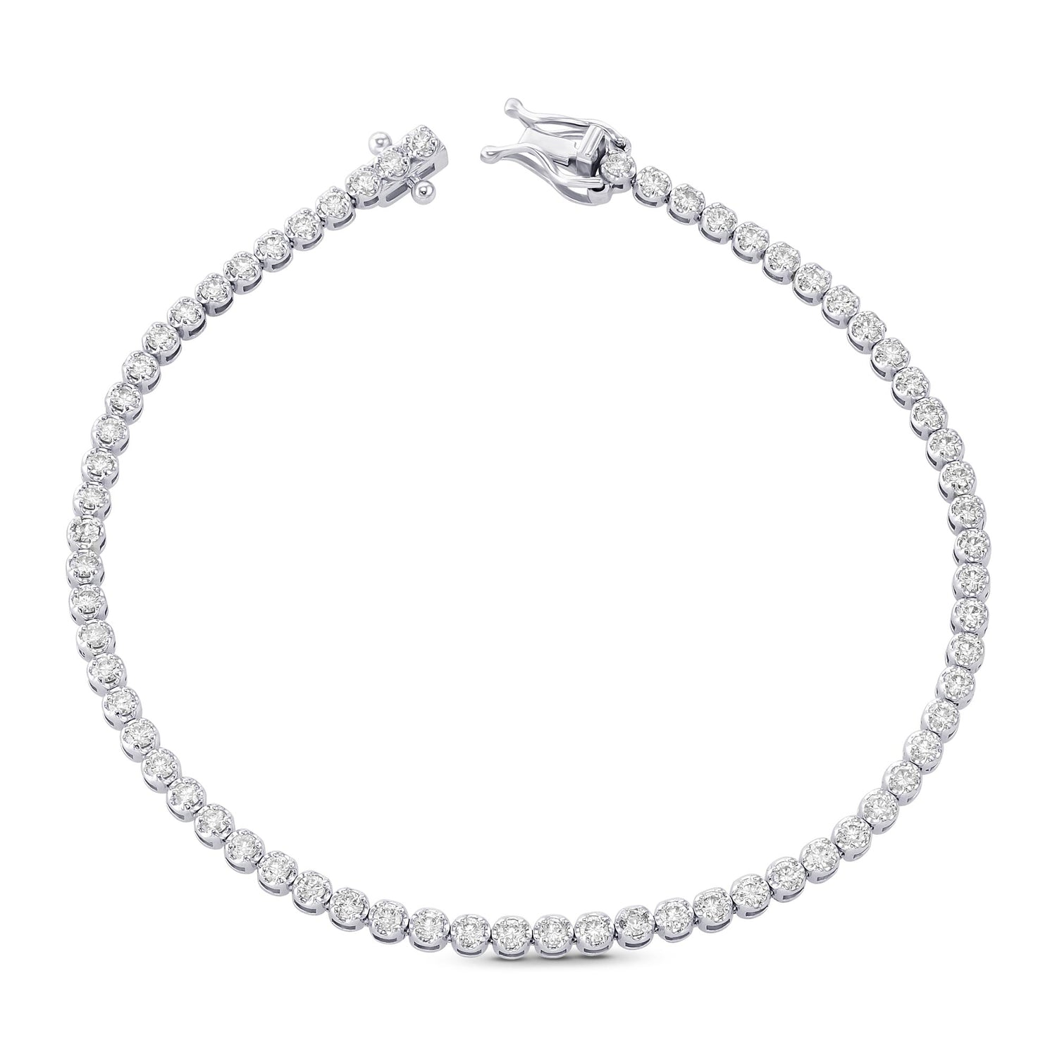 Round White Diamond Tennis Bracelet - 3