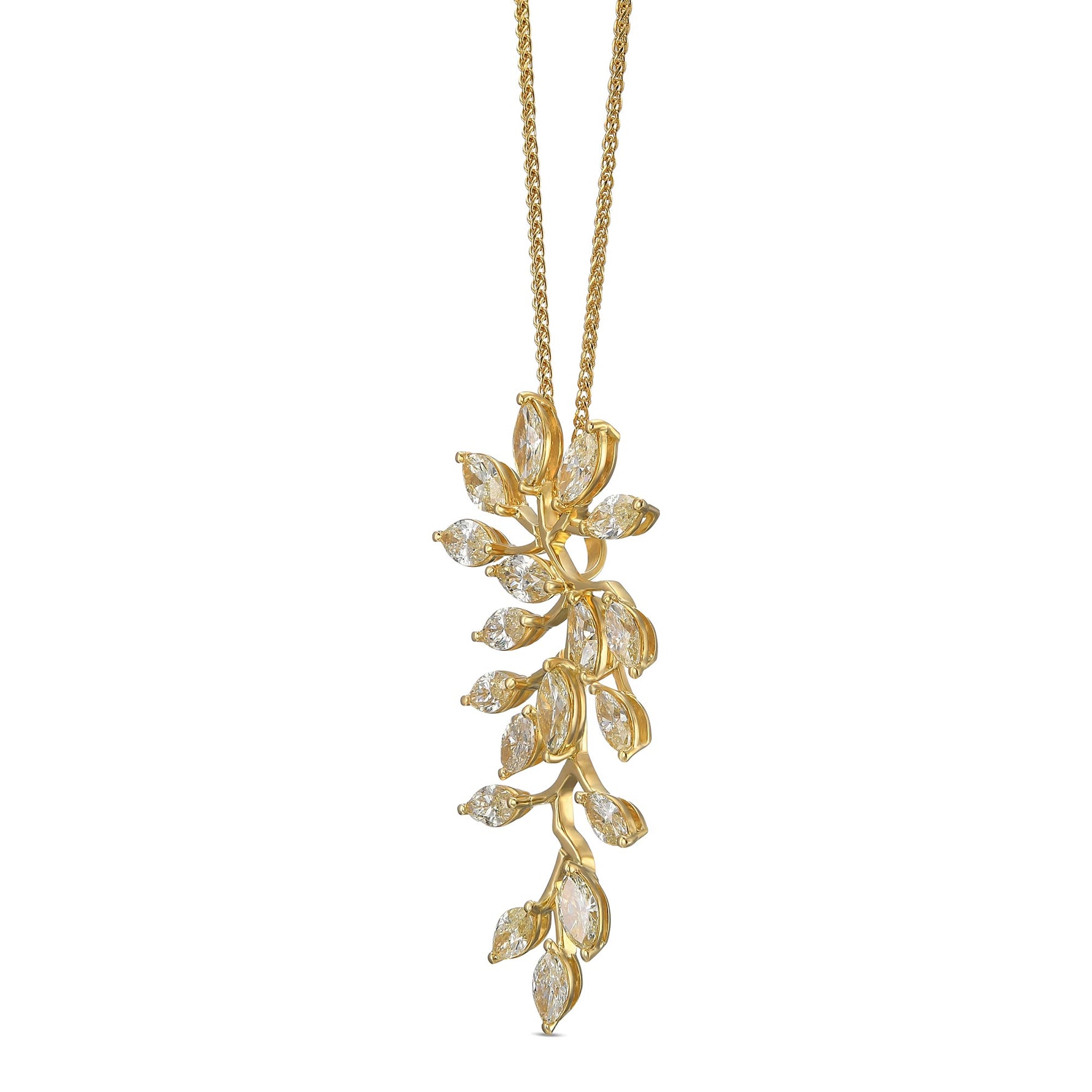 Branch Motif Marquise Diamond Pendant - 2
