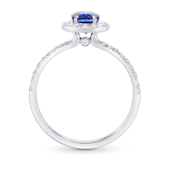 Sapphire and Diamond  Halo Ring