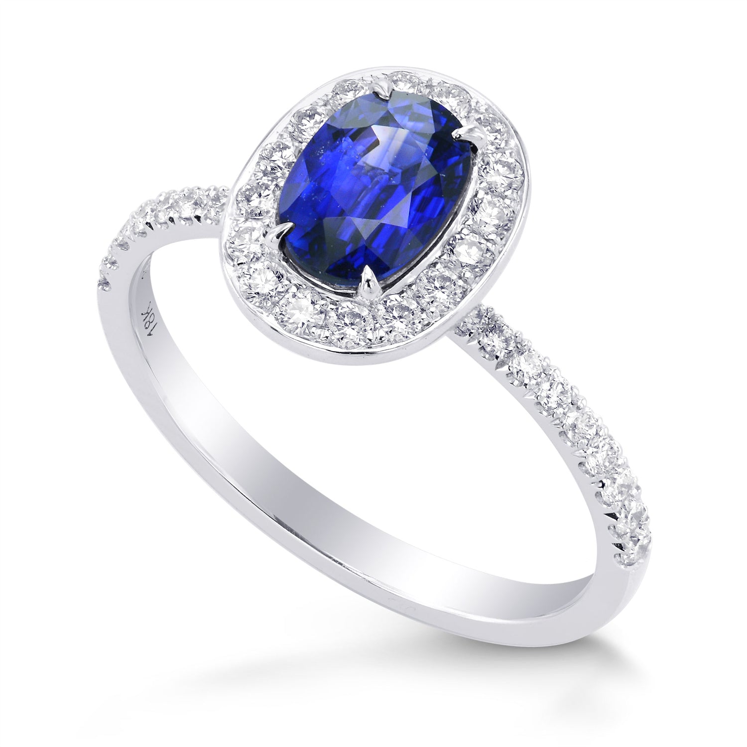 Sapphire and Diamond  Halo Ring