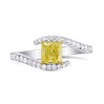 Fancy Intense Yellow Princess-cut Diamond Crossover  Ring