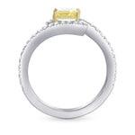 Fancy Intense Yellow Princess-cut Diamond Crossover  Ring