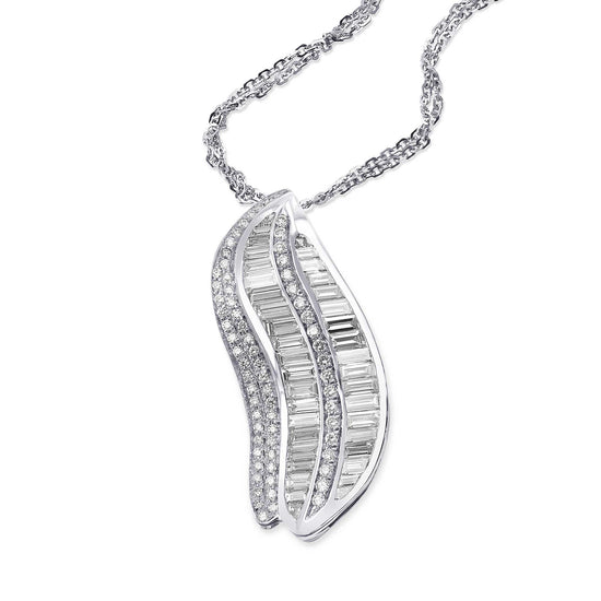 Baguette Diamond Leaf Motif Pendant