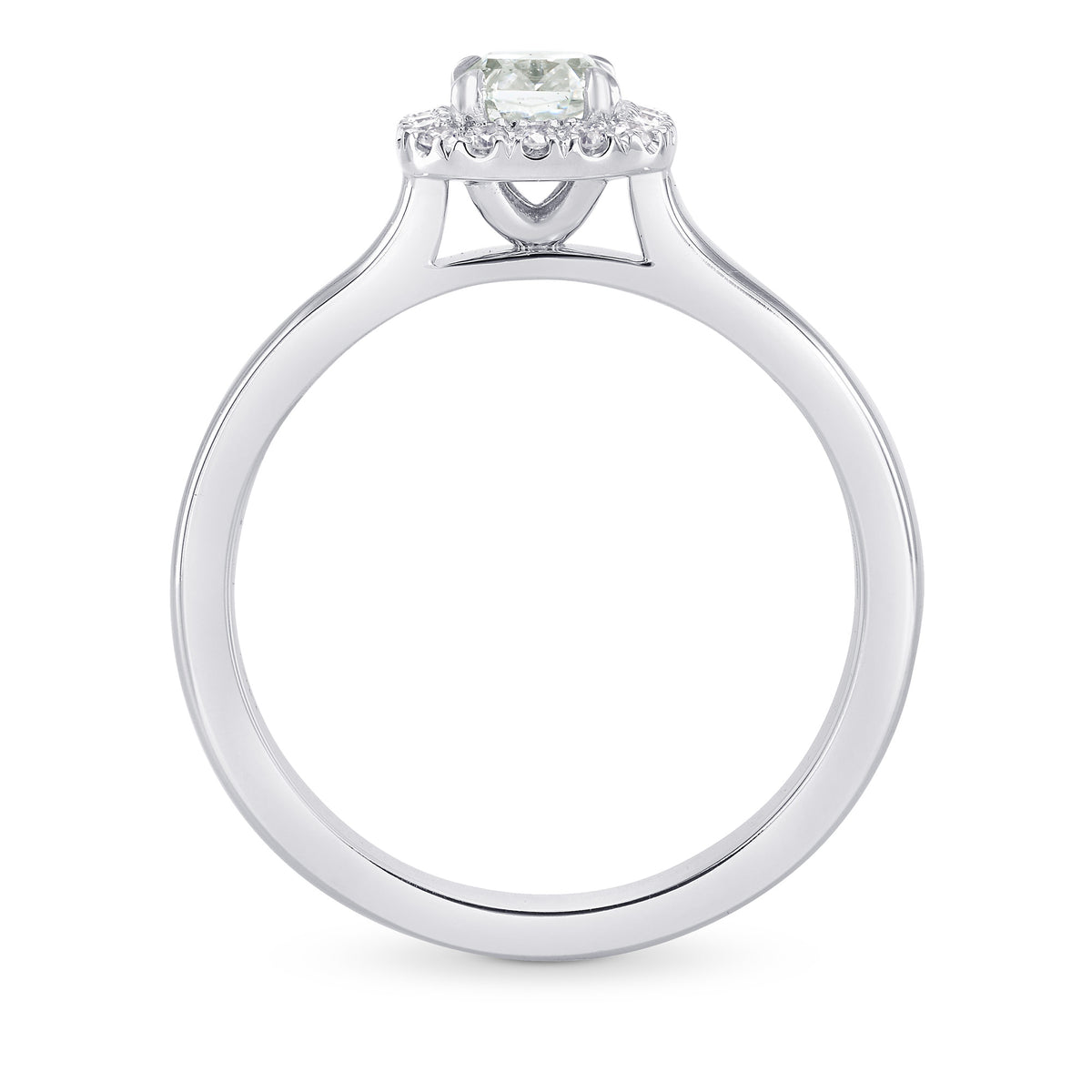 Light Green Radiant Diamond Halo Ring