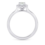 Light Green Radiant Diamond Halo Ring