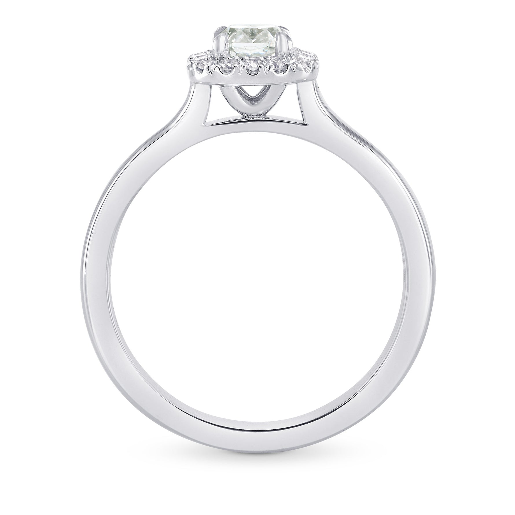 Light Green Radiant Diamond Halo Ring