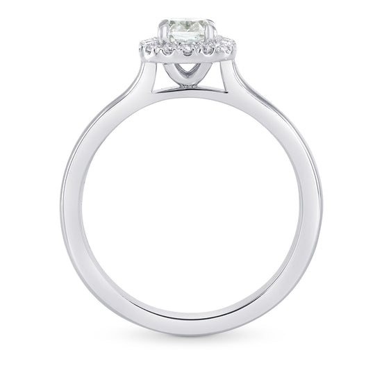 Light Green Radiant Diamond Halo Ring