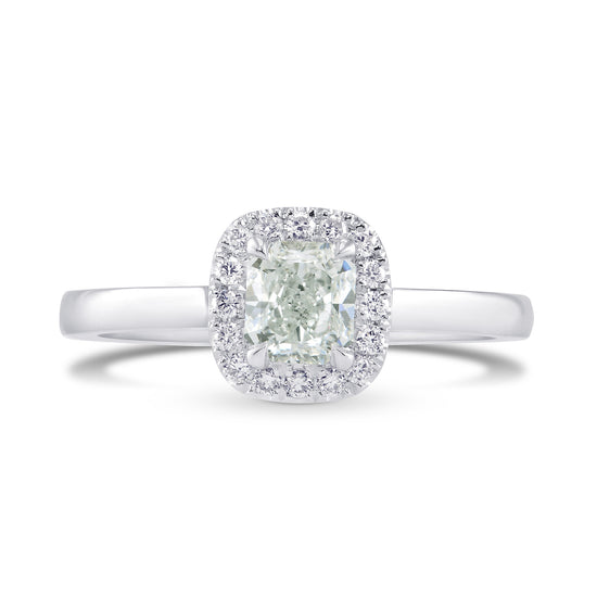 Light Green Radiant Diamond Halo Ring