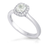 Light Green Radiant Diamond Halo Ring