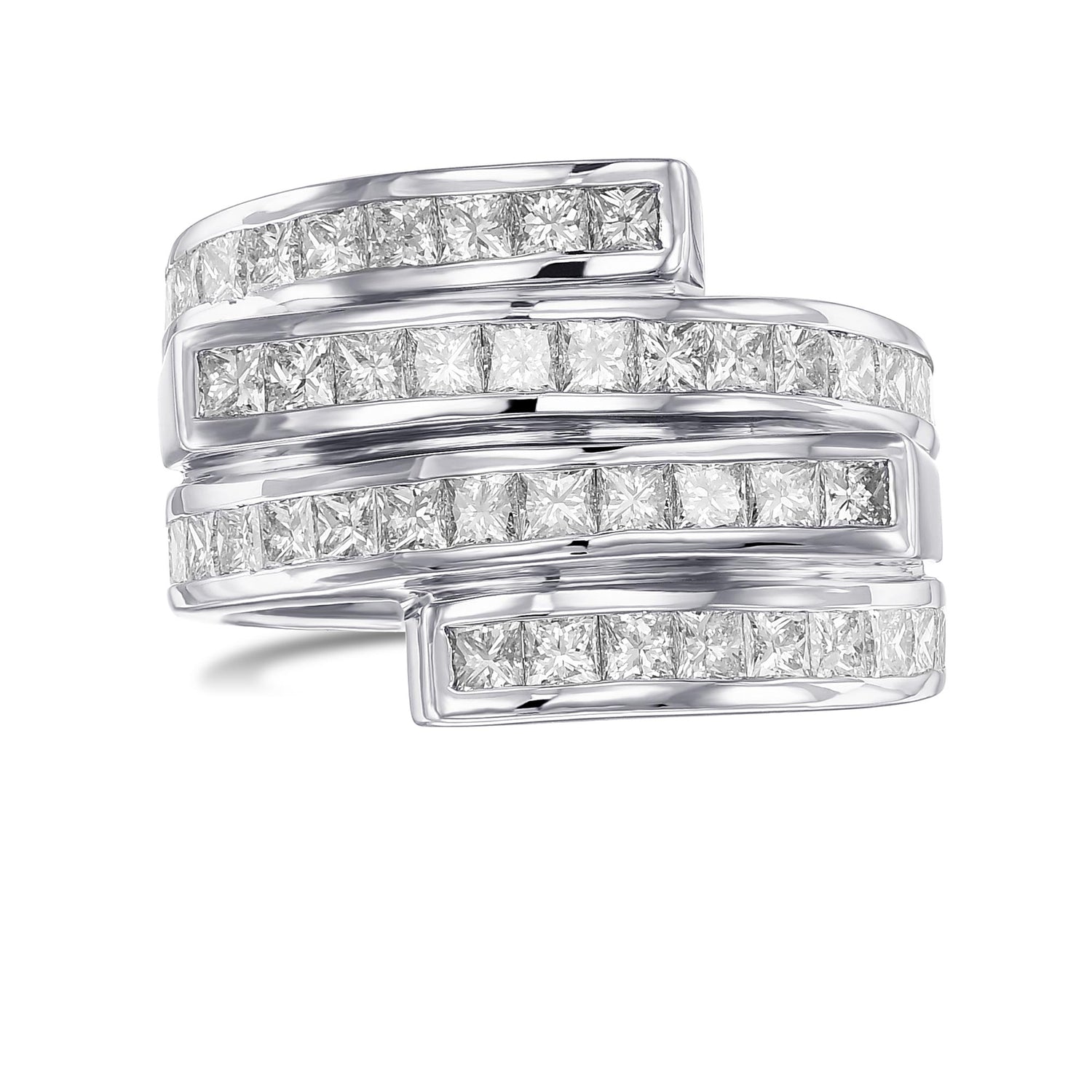 Princess White Diamond Spiral Ring