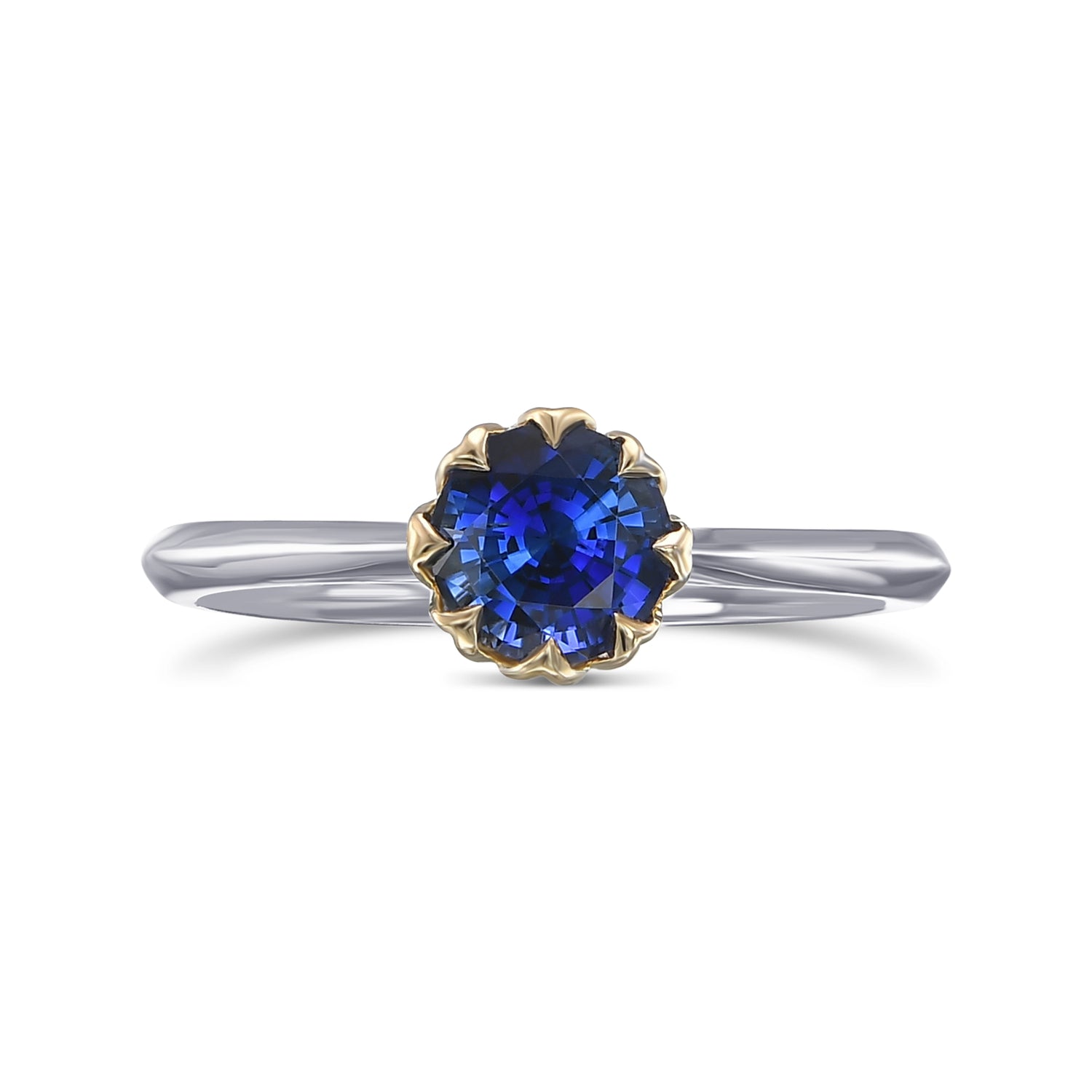 Round Brilliant Blue Sapphire Solitaire Ring