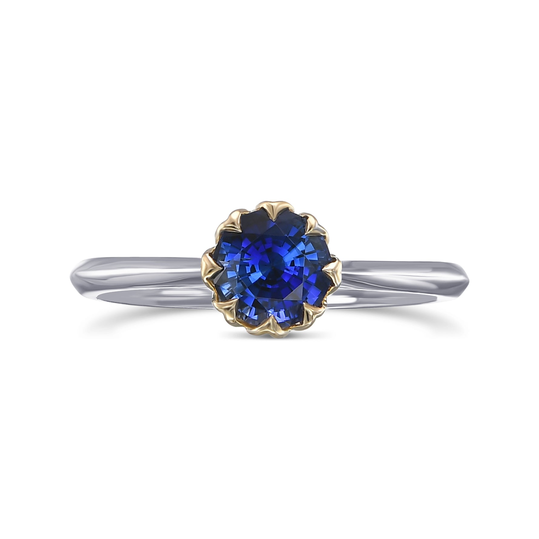 Round Brilliant Blue Sapphire Solitaire Ring