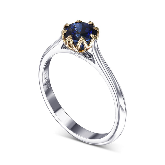 Round Brilliant Blue Sapphire Solitaire Ring