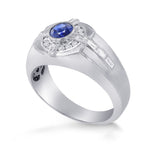 Sapphire and Diamond Round Brilliant Men's Ring