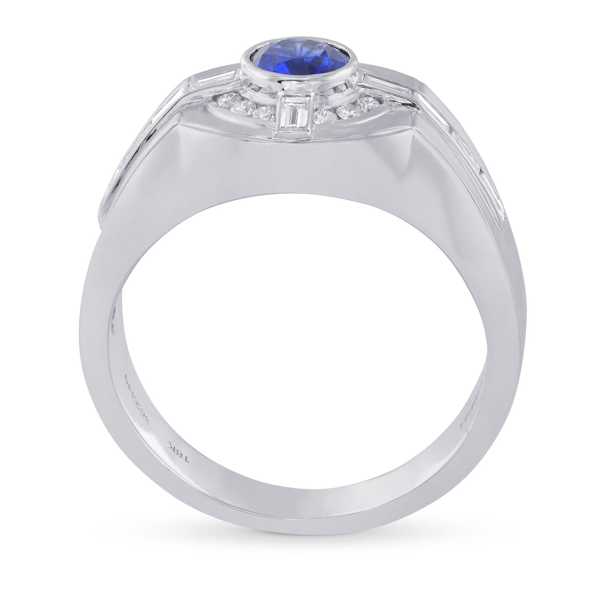 Sapphire and Diamond Round Brilliant Men's Ring