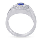 Sapphire and Diamond Round Brilliant Men's Ring