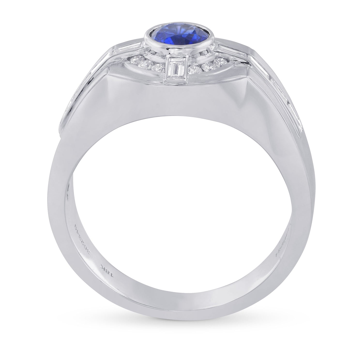 Sapphire and Diamond Round Brilliant Men's Ring