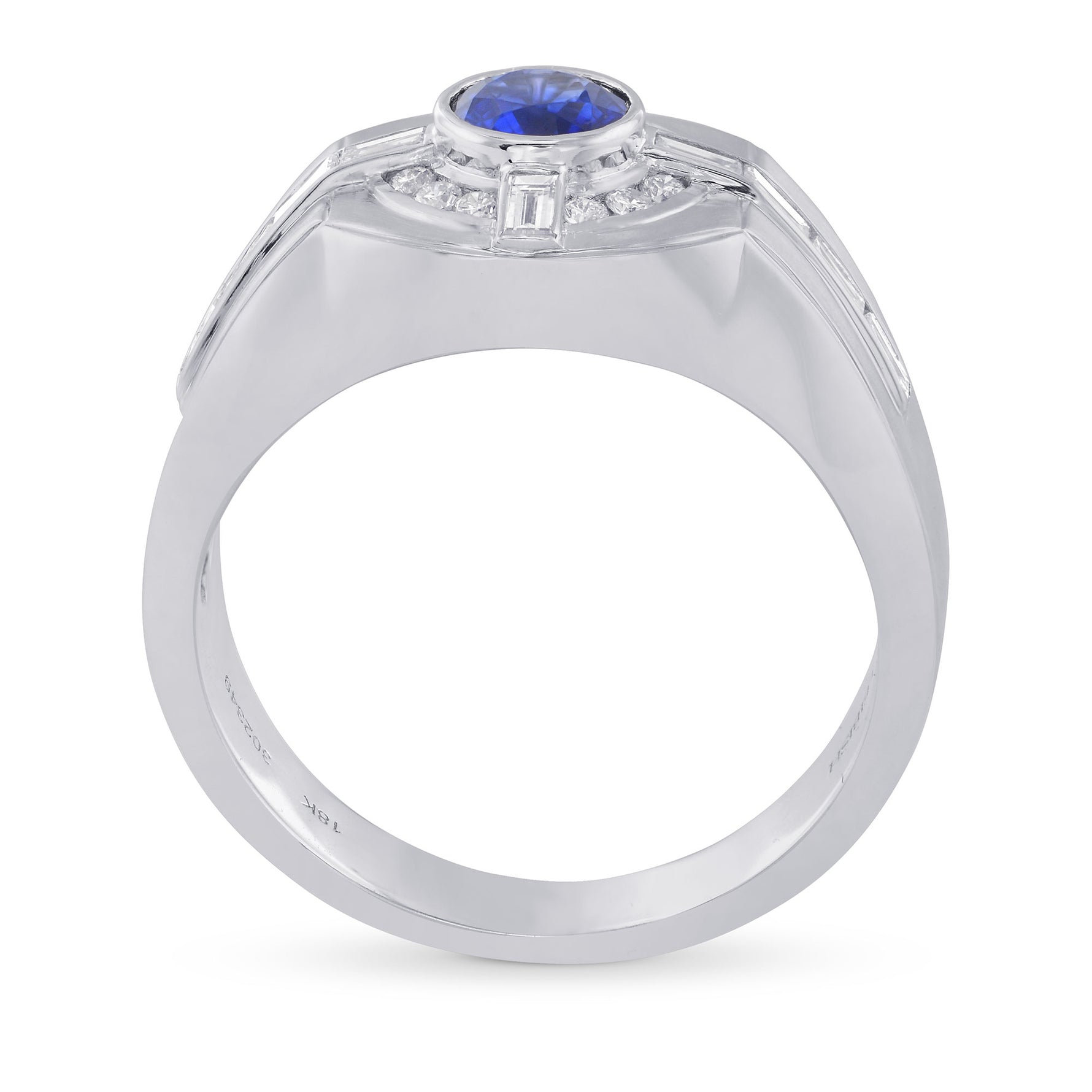Sapphire and Diamond Round Brilliant Men's Ring
