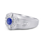 Sapphire and Diamond Round Brilliant Men's Ring
