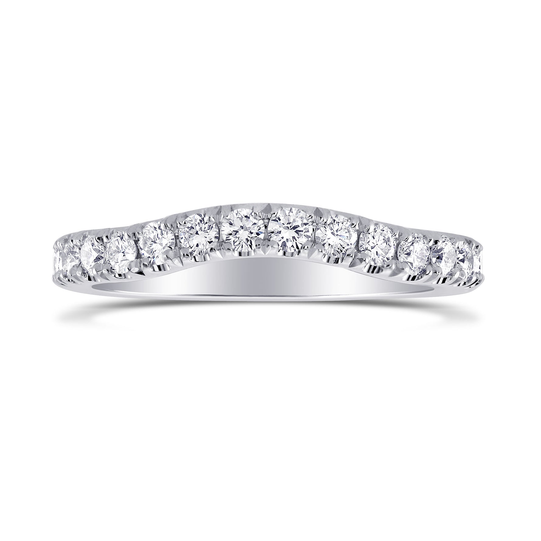 Contoured Diamond Half Eternity Wedding Ring
