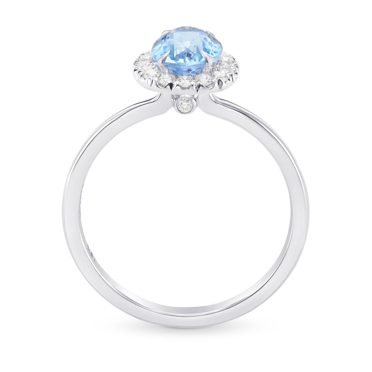  Blue Aquamarine Oval Gemstone Halo Ring