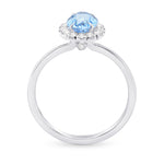  Blue Aquamarine Oval Gemstone Halo Ring