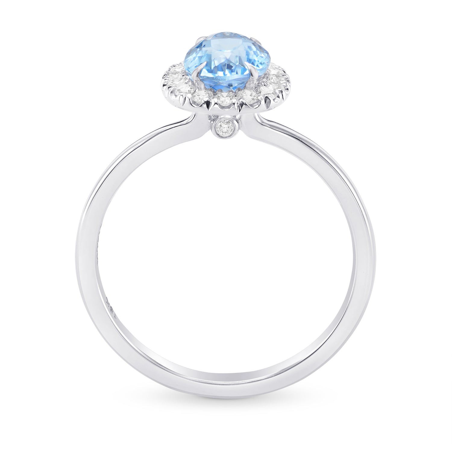  Blue Aquamarine Oval Gemstone Halo Ring