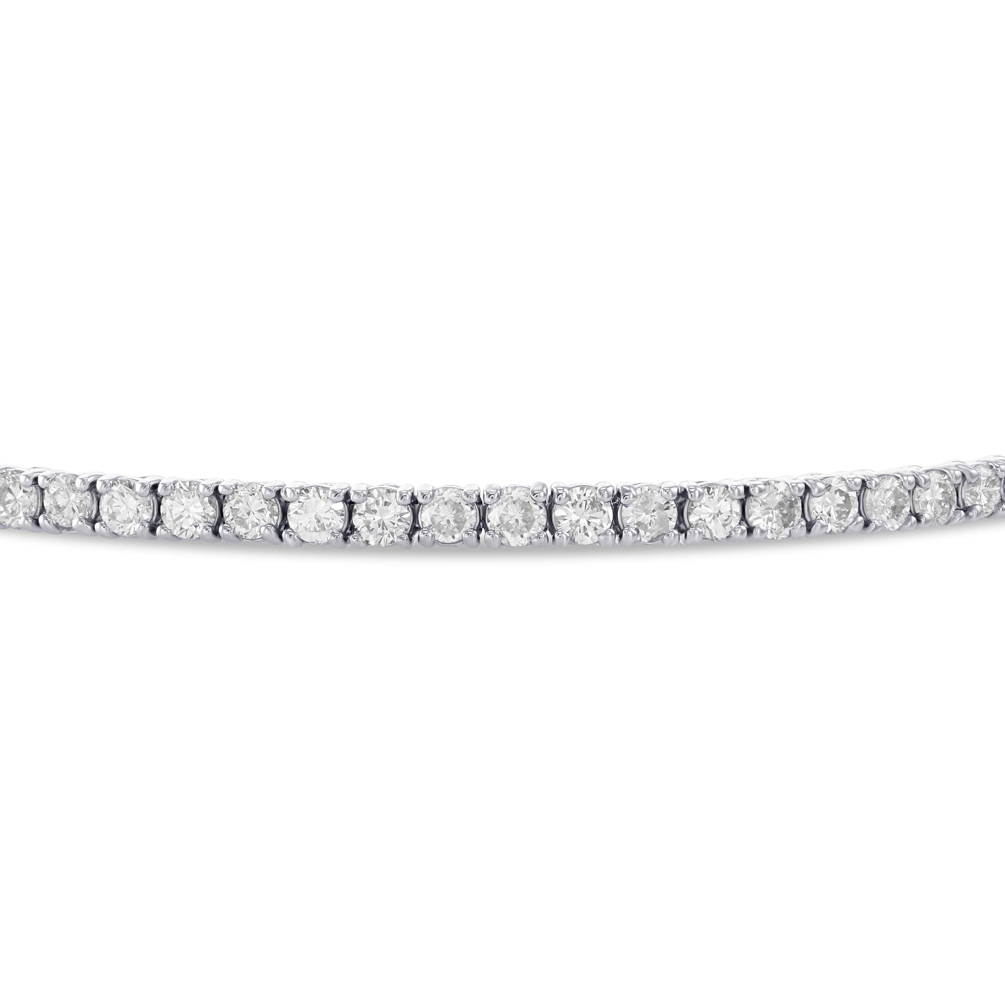 Round White Diamond Tennis Bracelet - 2