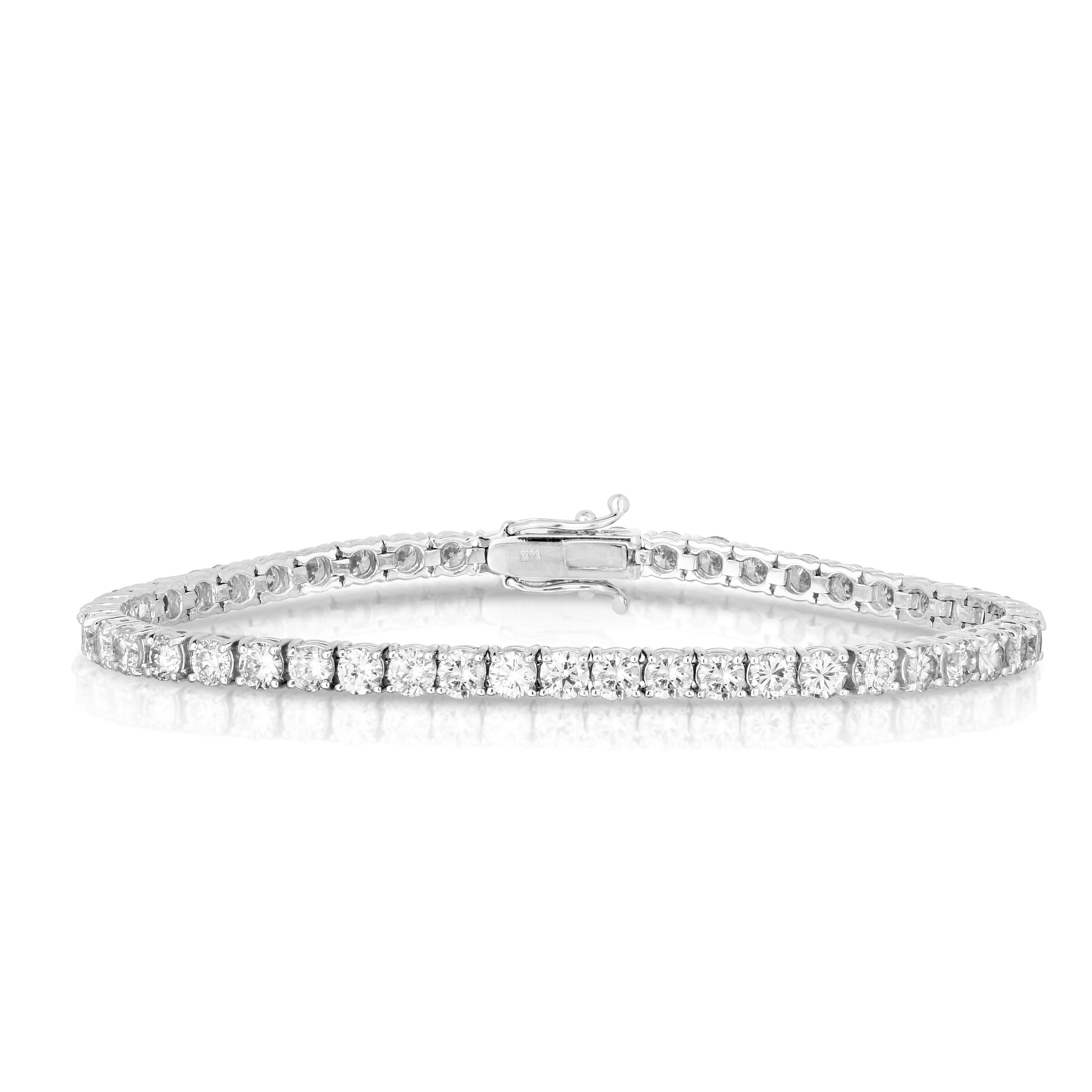 Round White Diamond Tennis Bracelet