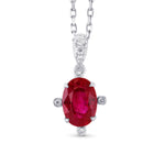 Pinkish Red Ruby and Diamond Solitaire Pendant