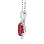 Pinkish Red Ruby and Diamond Solitaire Pendant