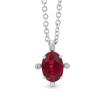 Red Ruby and Diamond Solitaire Pendant