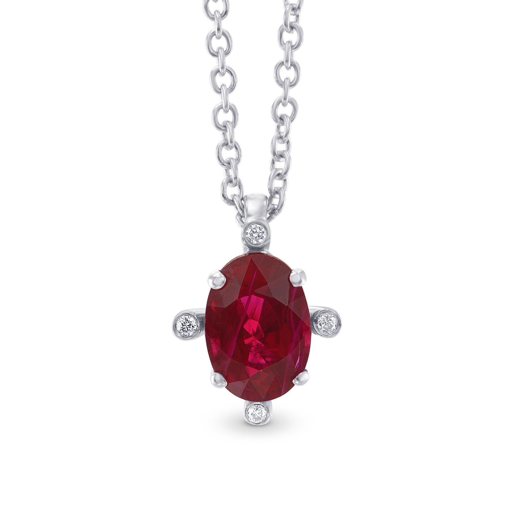 Red Ruby and Diamond Solitaire Pendant