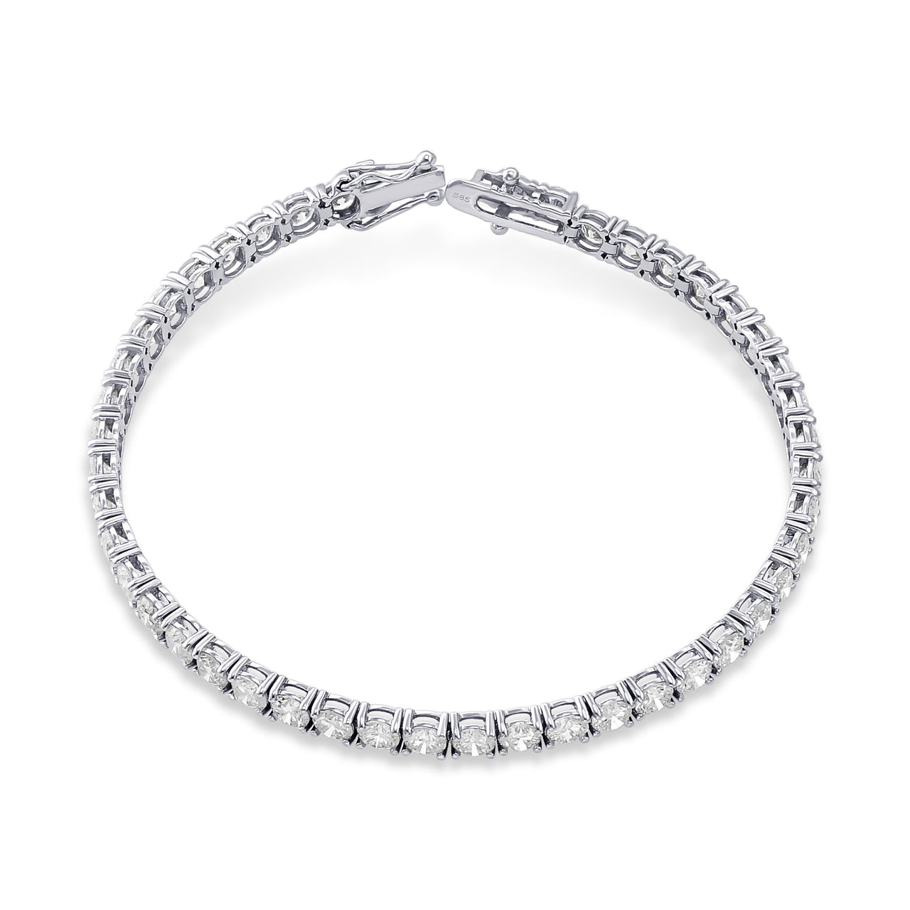 Round White Diamond Tennis Bracelet - 2