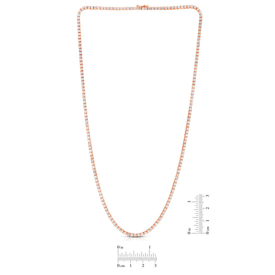 Round White Diamond Tennis Necklace - 4