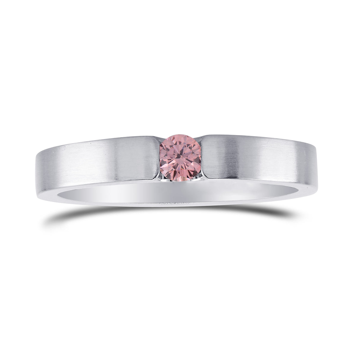 Argyle Fancy Intense Pink Round Diamond Band Ring
