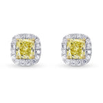 Fancy Yellow Radiant Diamond Halo Earrings