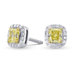 Fancy Yellow Radiant Diamond Halo Earrings