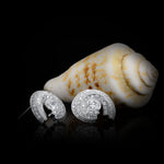 White Round Brilliant Halo Stud Earrings