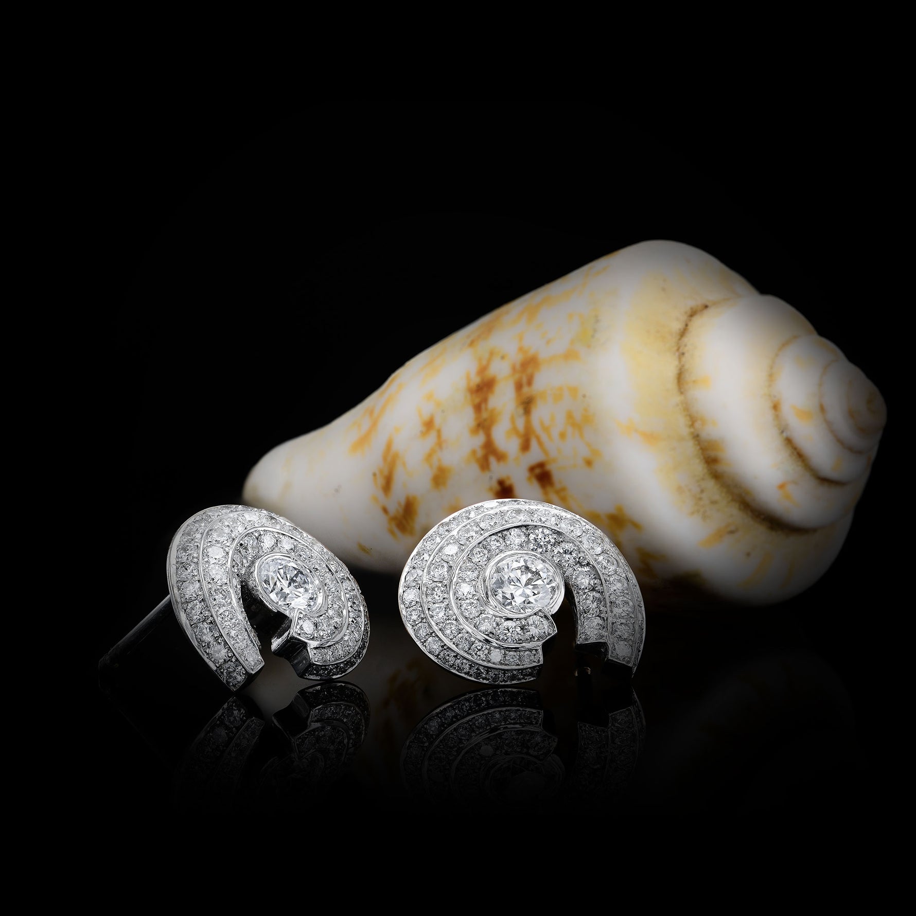 White Round Brilliant Halo Stud Earrings