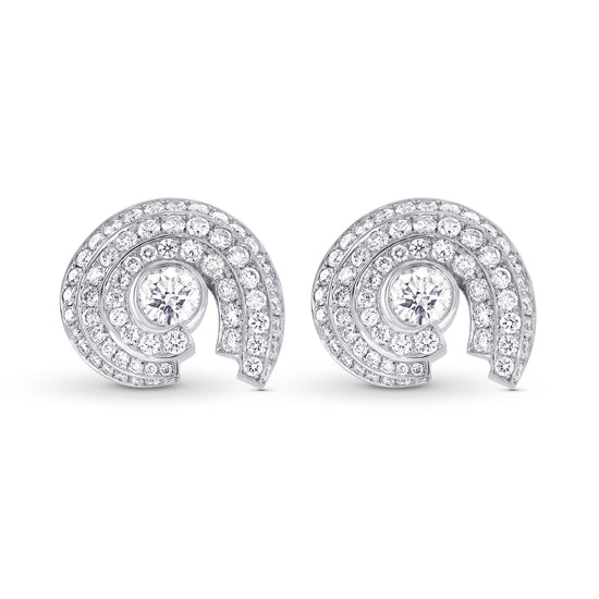 White Round Brilliant Halo Stud Earrings