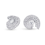 White Round Brilliant Halo Stud Earrings